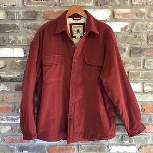 Northwest Territory Men's Deep Brick Red Sherpa Lined Shirt Jacket Shacket L